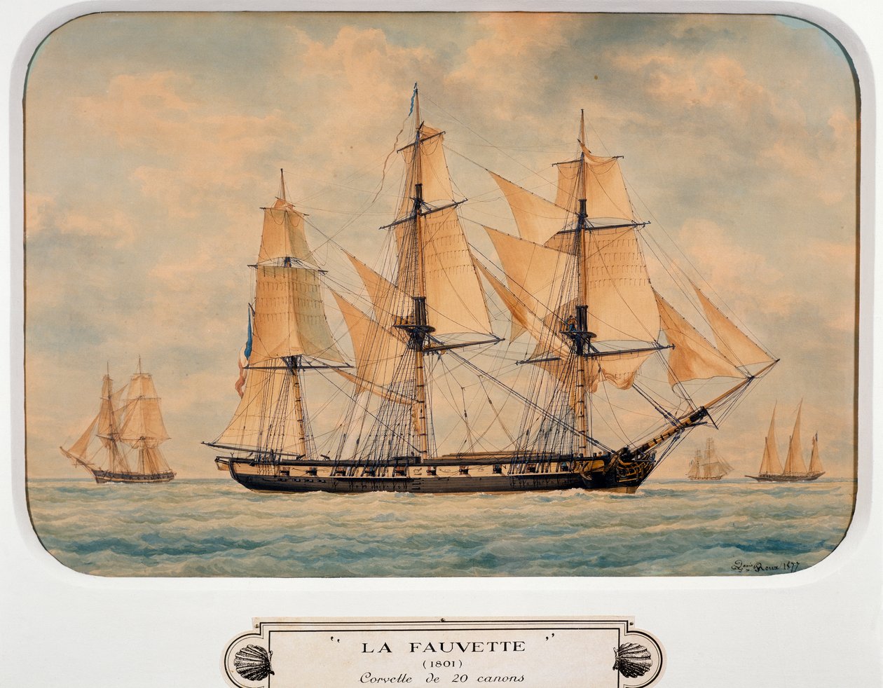 コルベット「フォーベット」Francois Roux（1811-1882）作、水彩画、フランス 作： フランソワ・ジェフロワ・ルー