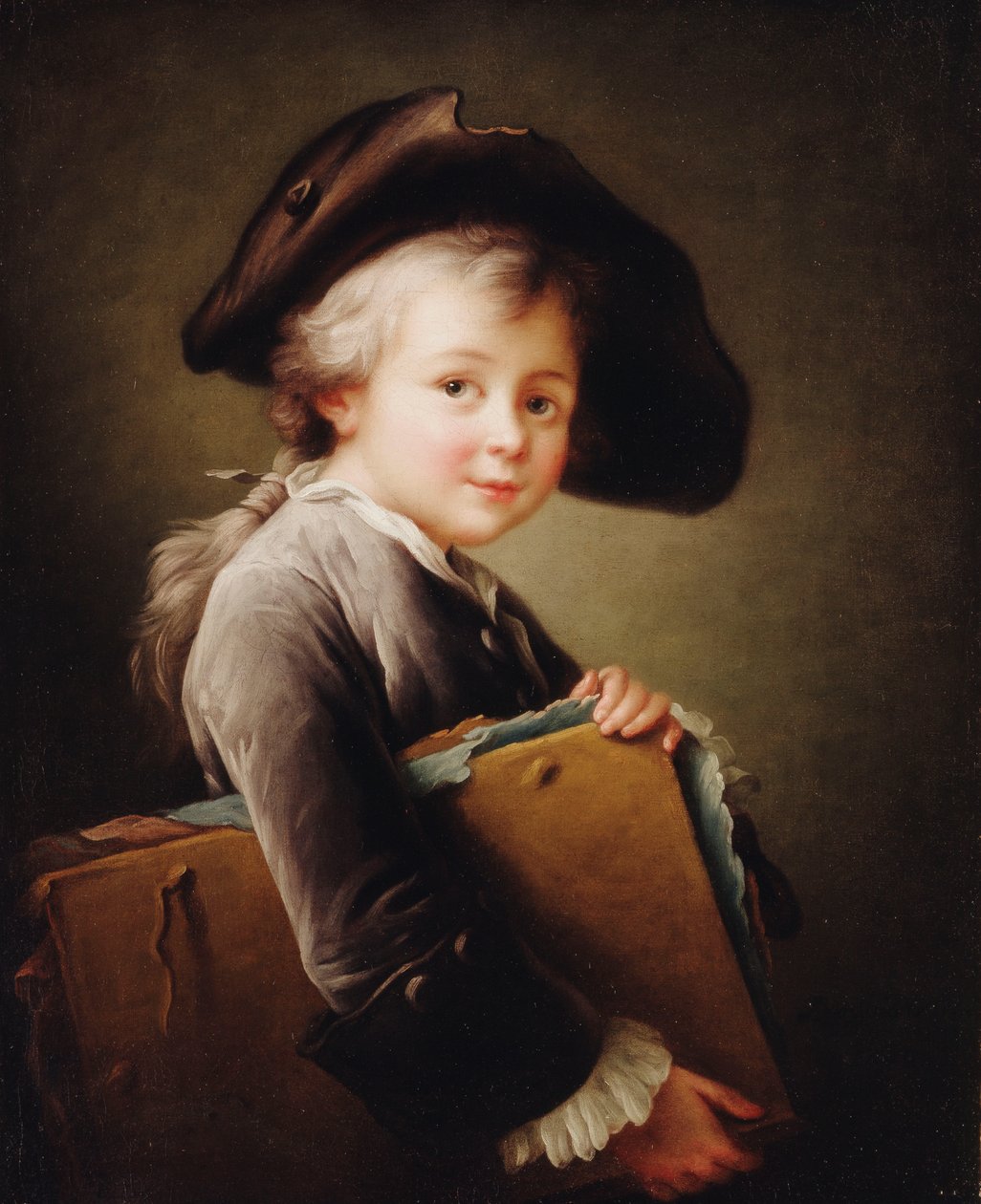 ポートフォリオを持つ少年1760 作： フランソワ・ユベール・ドルエ