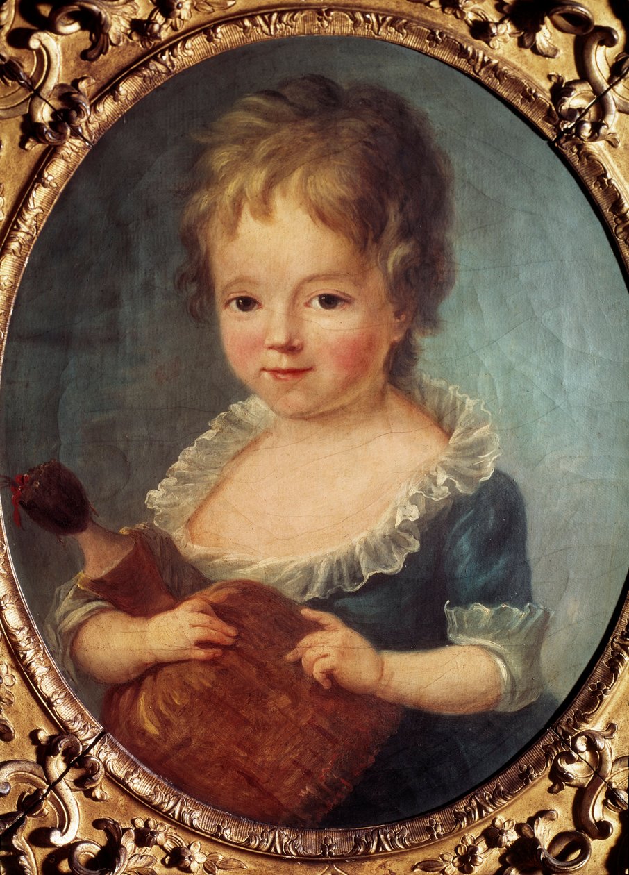 Fille a la poupee フランソワ・ユベール・ドルーエ（1727-1775）の絵画 18世紀。パリ、コニャック美術館 Jay. 作： フランソワ・ユベール・ドルエ
