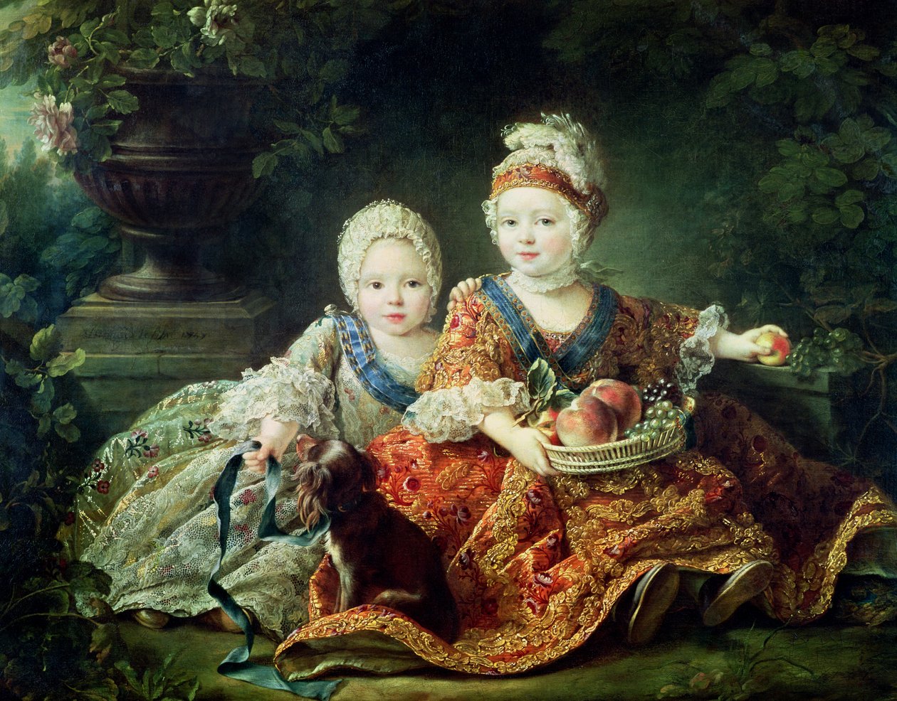 ルイ・ド・フランス（1754-93）ベリー公爵とルイ・ド・フランス（1755-1824）プロヴァンスの数、将来のフランス国王ルイ16世とルイ18世、1757 作： フランソワ・ユベール・ドルエ
