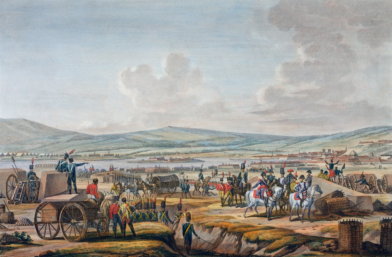 1807 年 5 月 9 日、ルフェーブル元帥が率いるダンツィヒの包囲戦を訪れるナポレオン 作： Francois Jacques Dequevauviller