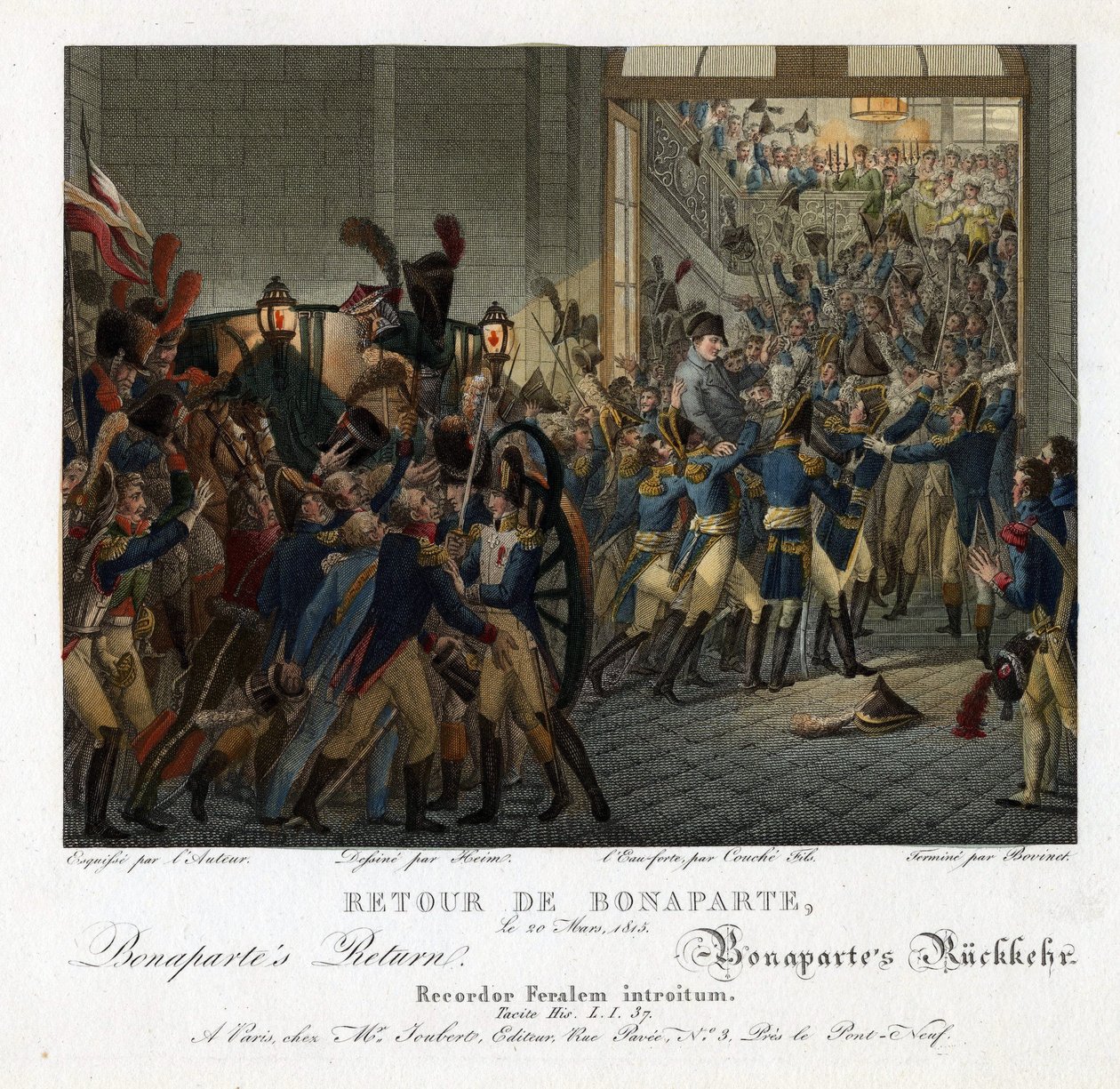 エルバ島から戻るナポレオン - Heim, Francois-Joseph (1787-1865) - 1815 - エッチング、水彩画 - 24,5x32 - 個人蔵 作： フランソワ・ジョセフ・ハイム