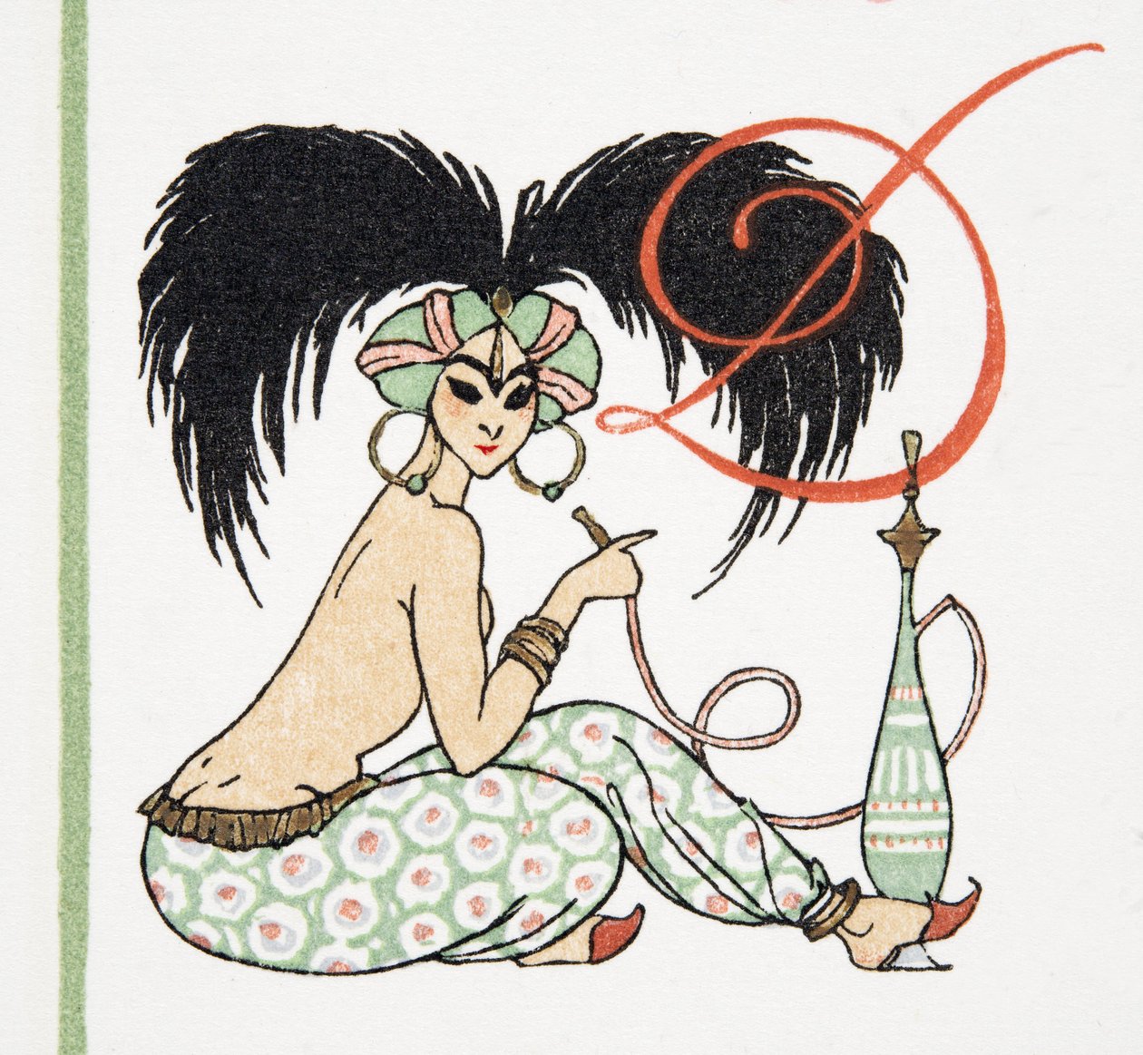 Personages de Comedie、パブからの水ギセルパイプとアラビアの女の子。 1922年（ポキアプリント） 作： フランソワ・ルイス・スミス