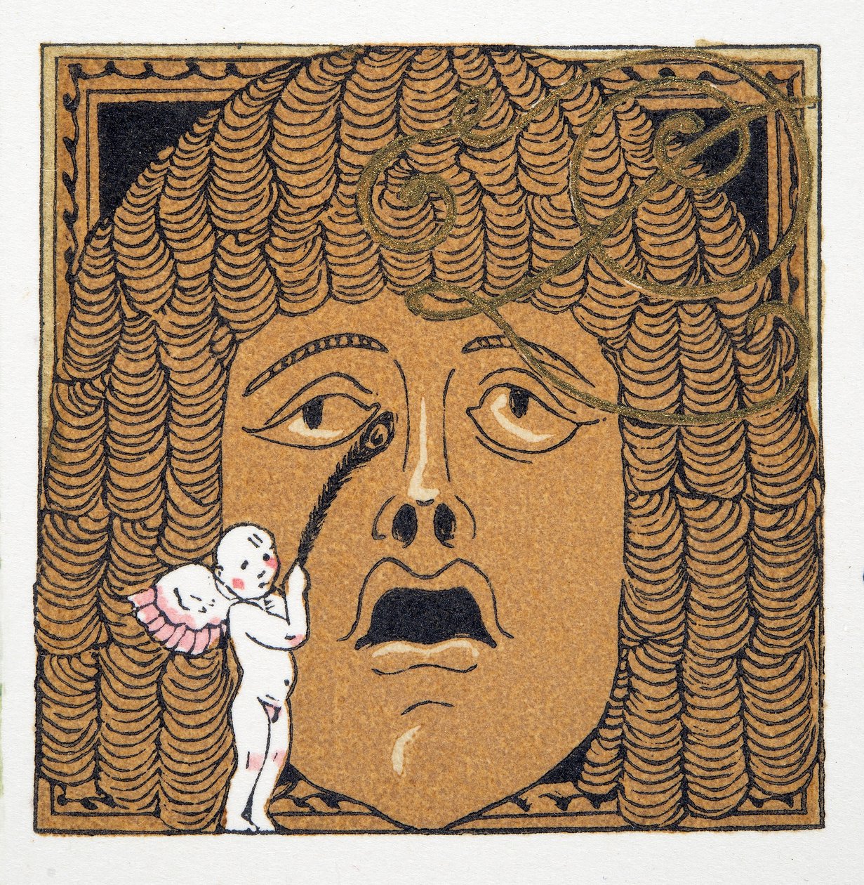 パブのPersonages de Comedieの、キューピッドにくすぐられている鼻。 1922年（ポキアプリント） 作： フランソワ・ルイス・スミス