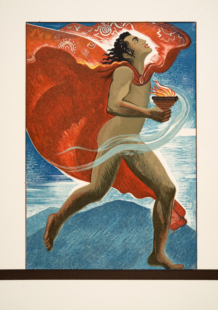 Prometheseus Running with Fire、AeschylusのProméthéeEnchaîné、パブ。 1941（ステンシルプリント） 作： フランソワ・ルイス・スミス