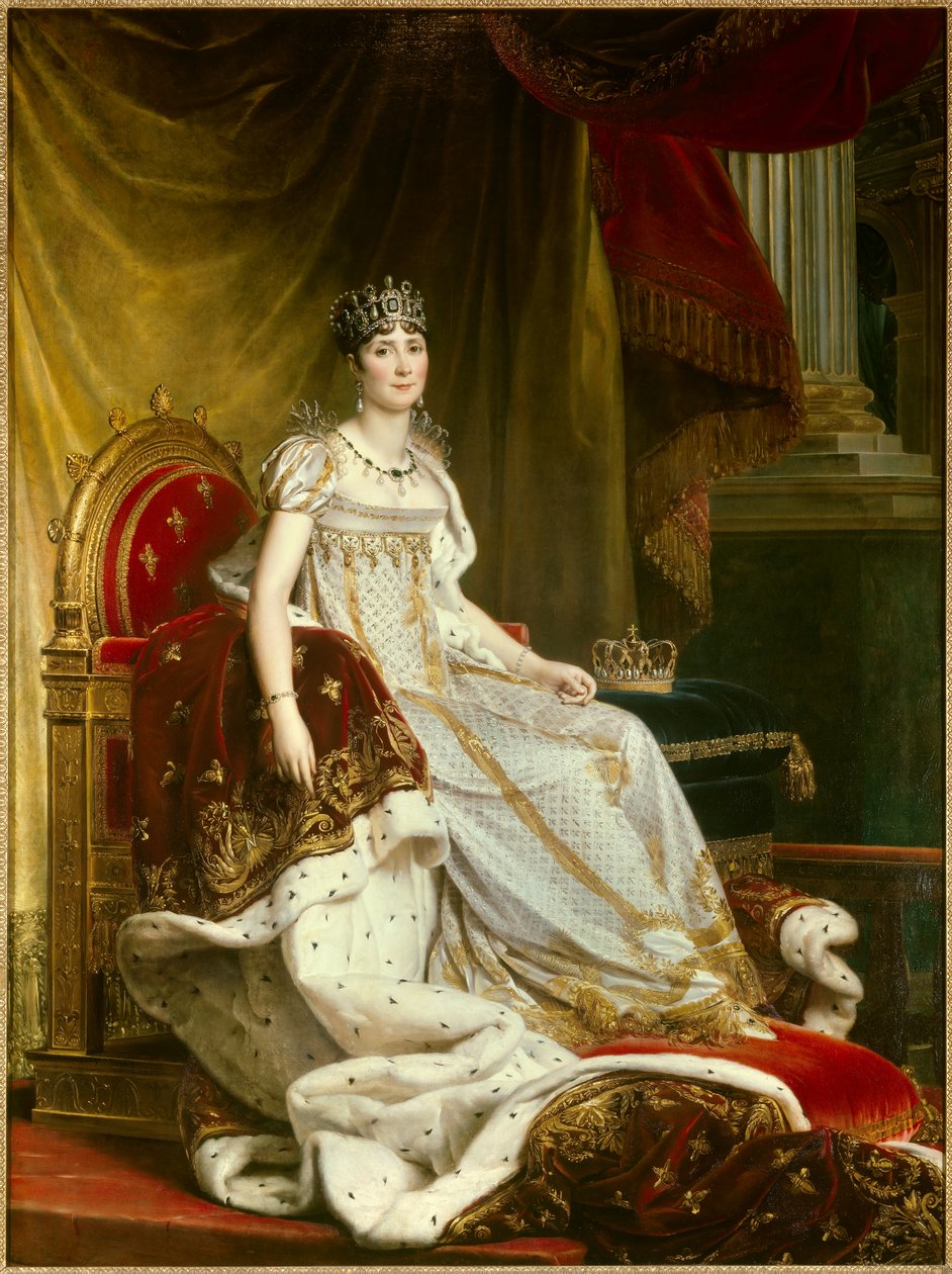 戴冠式の衣装を着た皇后ジョゼフィーヌ・ド・ボーアルネ（1763-1814）の肖像。 フランソワ・ジェラール（1770-1837）による絵画。寸法：2.1×1.3m。Fontainebleau, chateau of Fontainebleau --- Empress Josephine de Beauharnais (1763-1814) のコロの肖像。 作： バロン・フランソワ・パスカルサイモン・ジェラール
