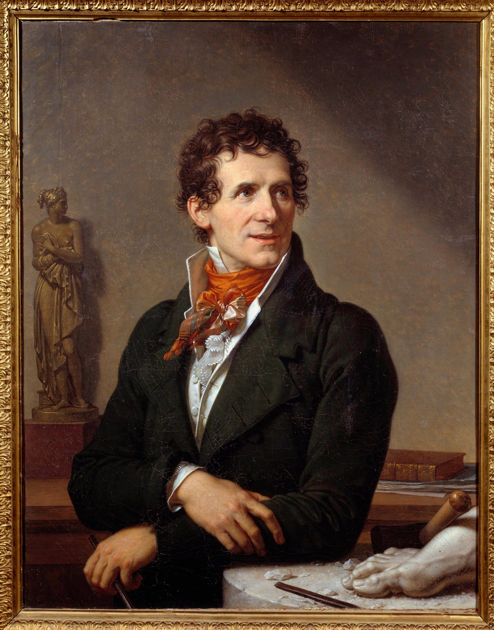 彫刻家アントニオ・カノーヴァ（1757-1822）の肖像 グザヴィエ・ファーブル（1766-1837）の絵画 1812年 薄暗い。0,91x0,7 m Montpellier, musee Fabre - イタリアの彫刻家アントニオ・カノーヴァ（1757-1822）の肖像。フランソワ・グザヴィエ・ファーブル（1766-1837）の絵画 作： フランソワ・ザビエル・ファーブル
