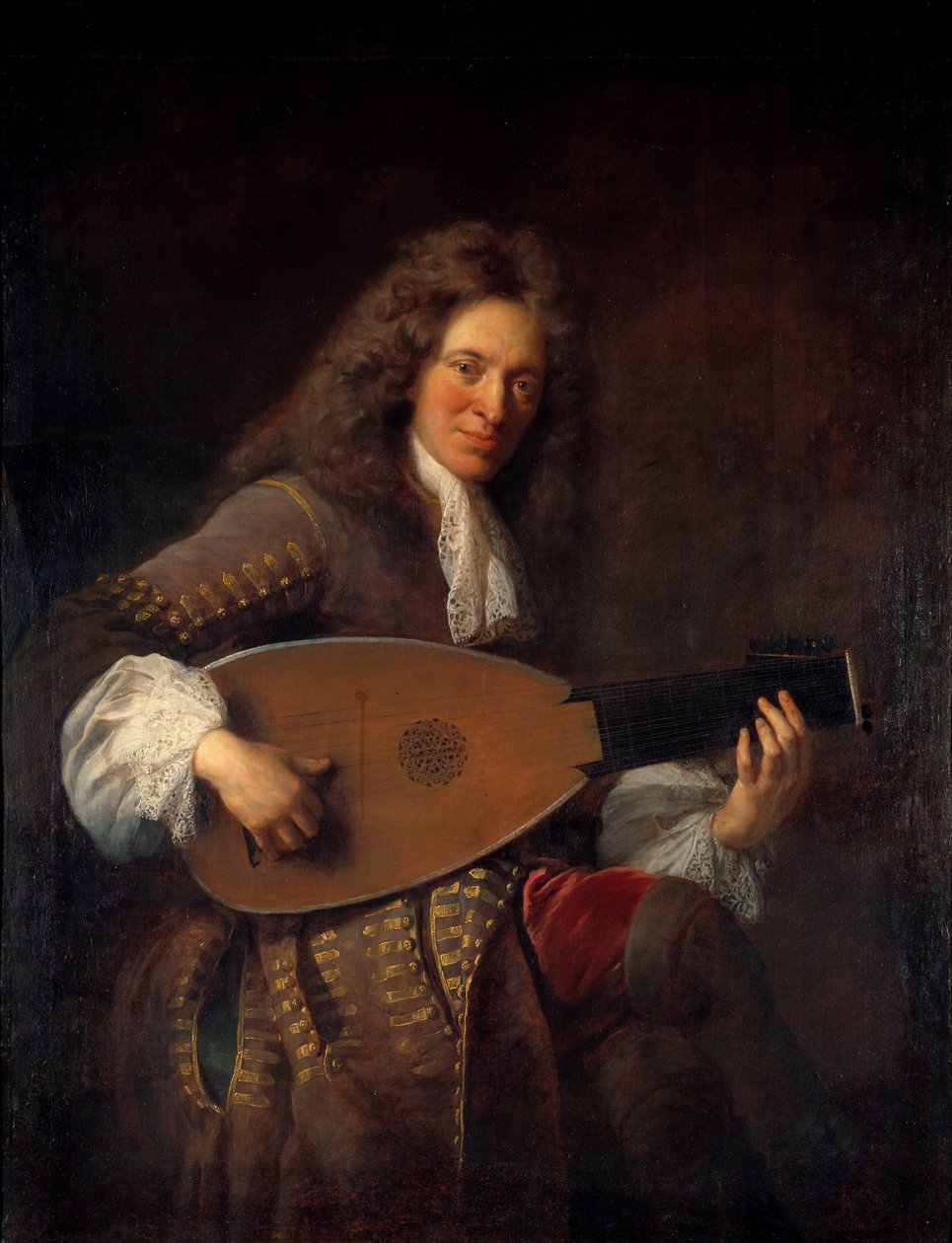 シャルル・ムートン(1626-1710)の肖像 ルシスト フランソワ・ド・トロイ(1645-1730)の絵画 1690 Sun.1,38x1,06 m 作： フランソワ・ド・トロイ