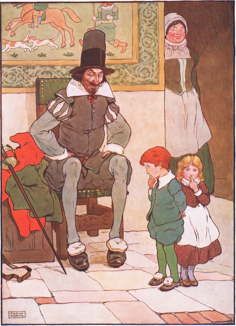叔父は男の子と女の子を連れて行き、彼らに恐れがないと命じた。1930年代 作： フランク・アダムス