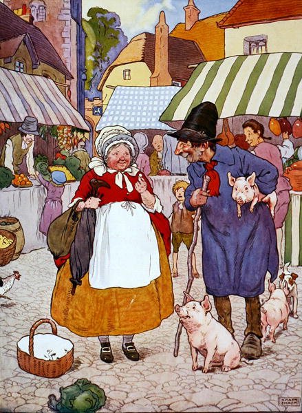 The Beautiful Book of Nursery Rhymes, Stories and Pictures」（Blackie & Son社）のイラスト（カラーリトグラフ）。 作： フランク・アダムス