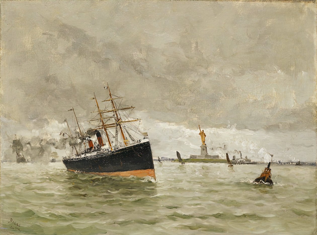 ニューヨーク: 入港、1887年。 作： フランク・マイヤーズ・ボッグス