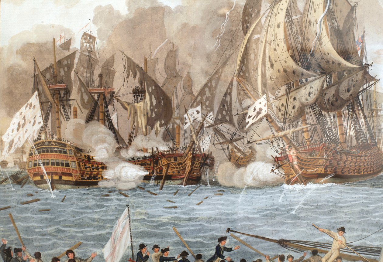 1782年4月12日、グアドループの近くで行われた海戦（すなわち、聖人の戦い） 作： フランソワ・エイム・ルイ・デュムーラン