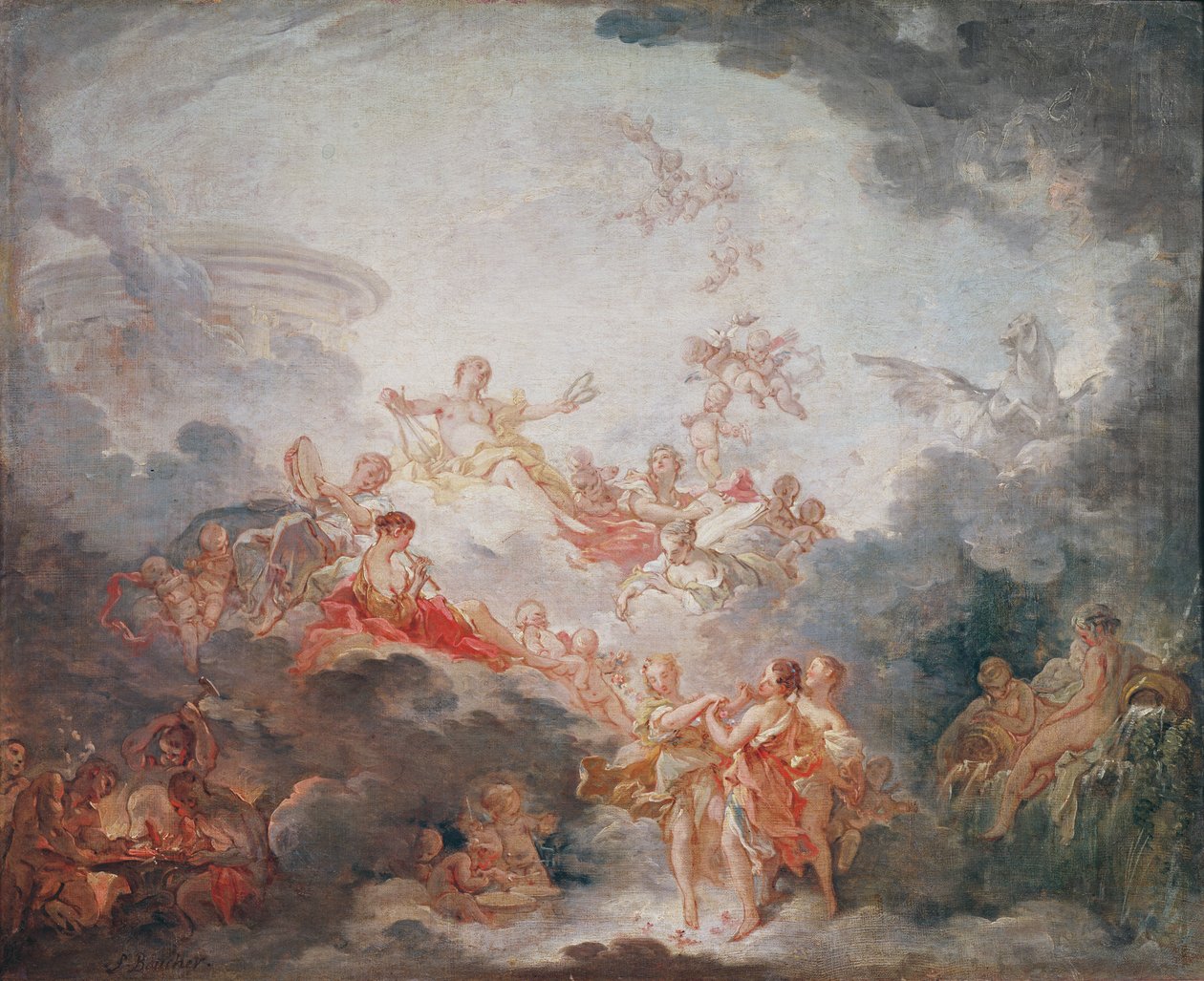アポロ・クラウニング・ザ・アーツ、1763-70年 作： フランソワ・ブーシェ