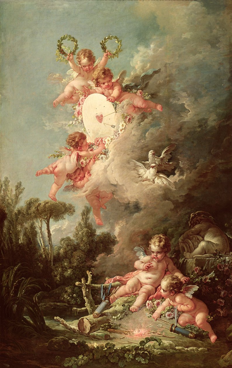 キューピッドのターゲット、「Les Amours des Dieux」、1758年 作： フランソワ・ブーシェ