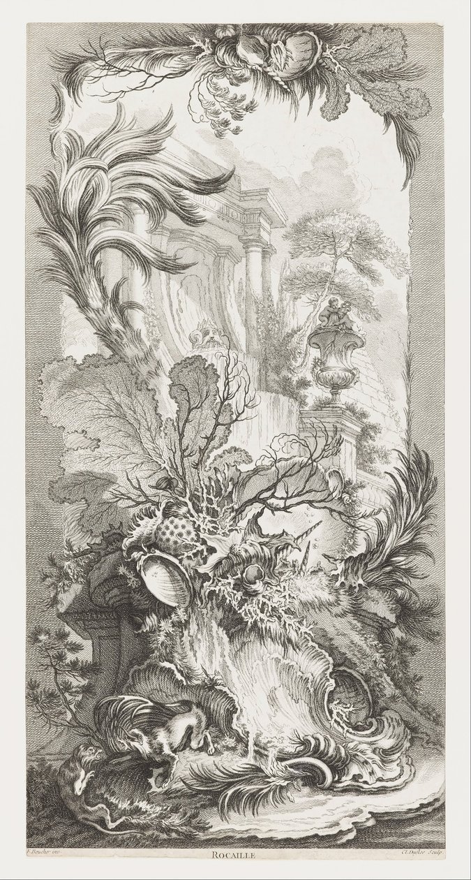 Rocaille（Rococo Design）、スクリーン用の新しいピース（スクリーン用の新しいコンセプト） 作： フランソワ・ブーシェ