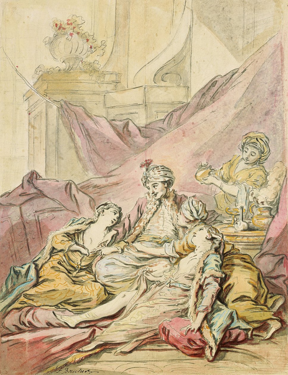ハーレムのパシャ、c。 1735-1739 作： フランソワ・ブーシェ
