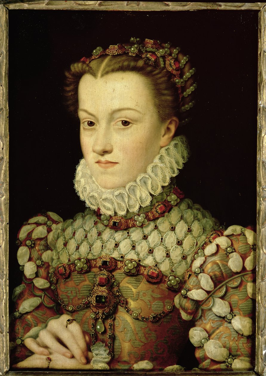 オーストリアのエリザベスの肖像（1554-92）フランスの女王、1570年頃 作： フランソワ・クルーエ