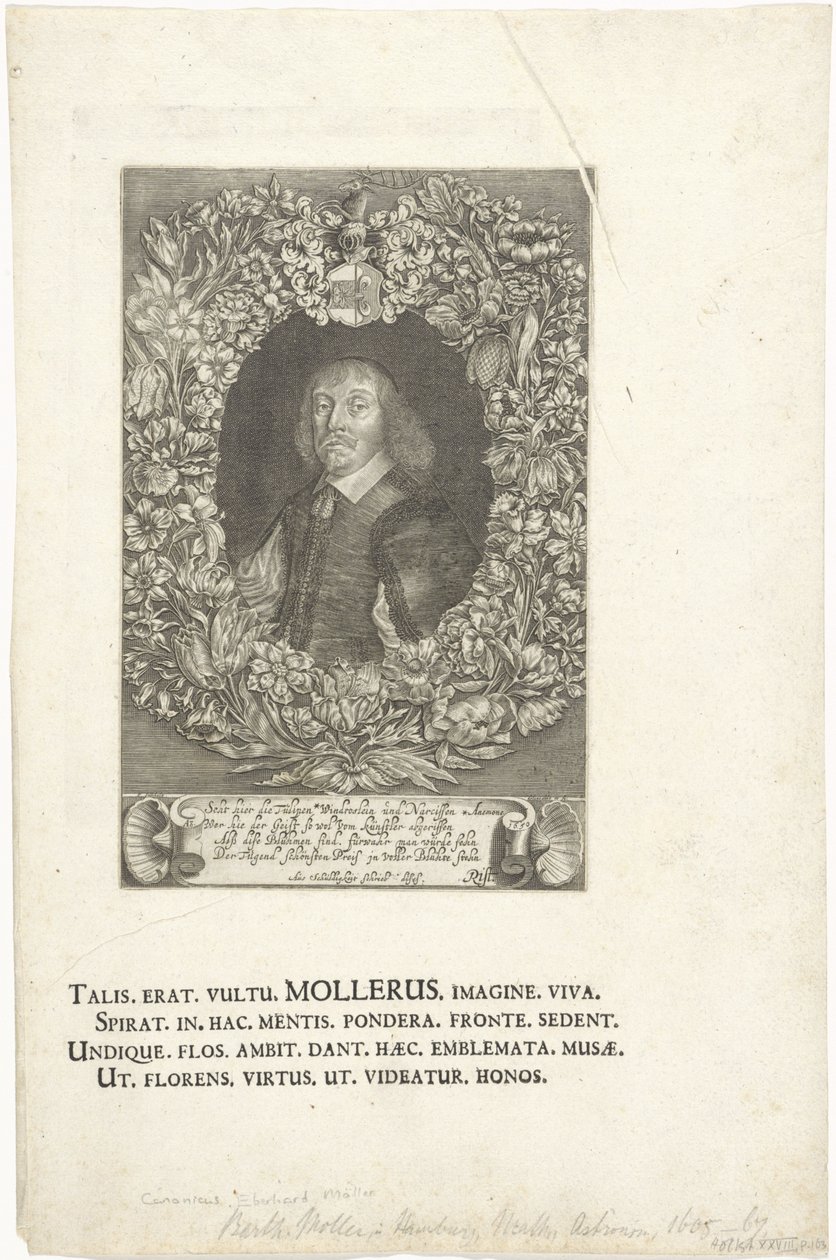 弁護士、ハンブルク市長（1643-1667）のバルトモルトモラーの肖像画の彫刻 作： フランソワ・シュテルヘルト