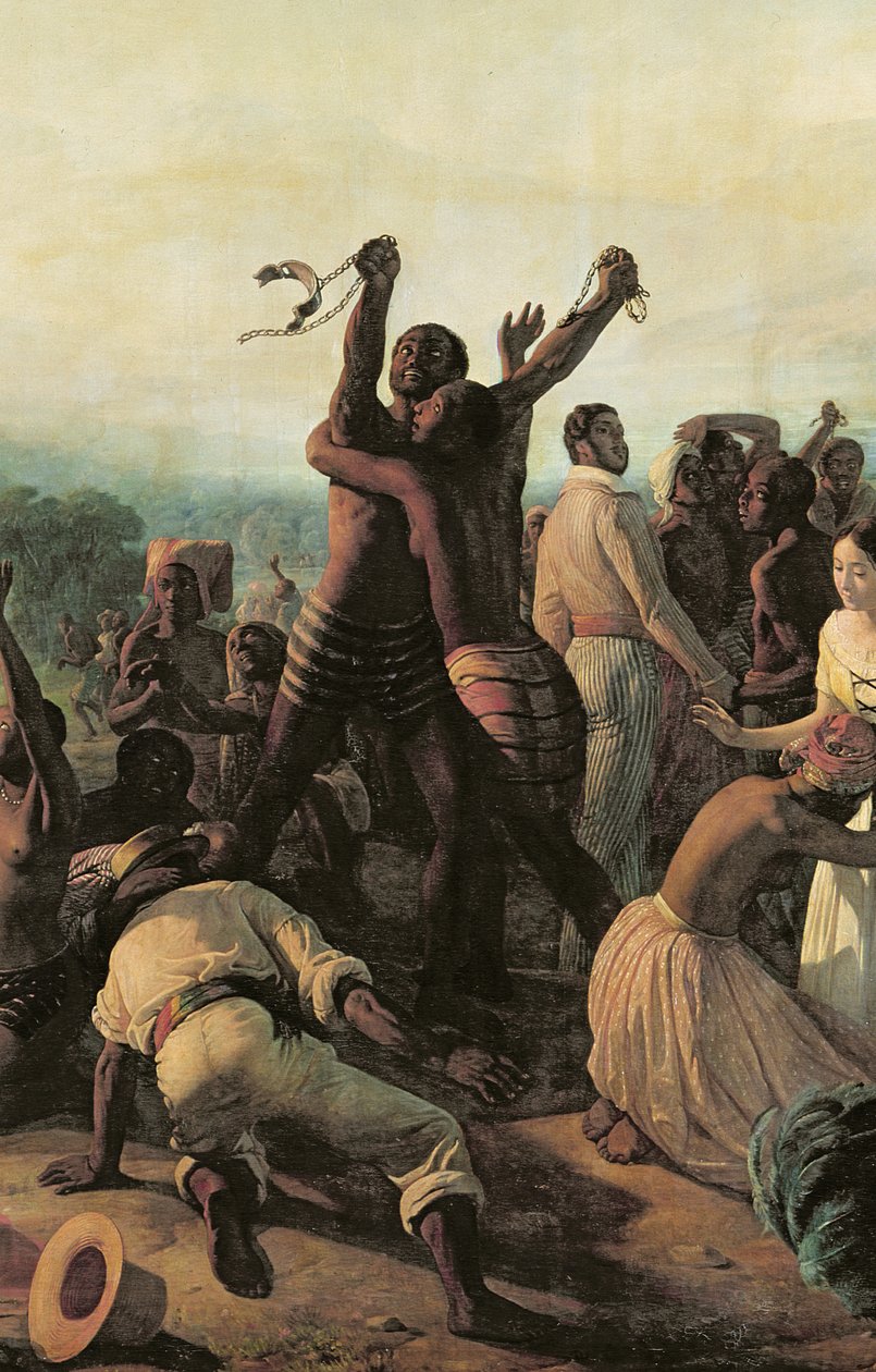 1849年4月23日、フランス植民地における奴隷制度廃止の宣言 作： フランソワ・オーギュスト・ビアール