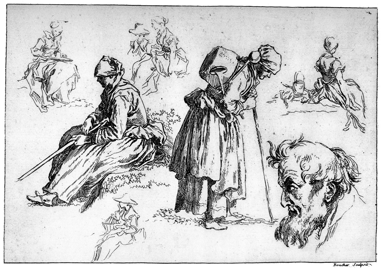 多様な人物、c1720-1770、1924 作： フランソワ・ブーシェ