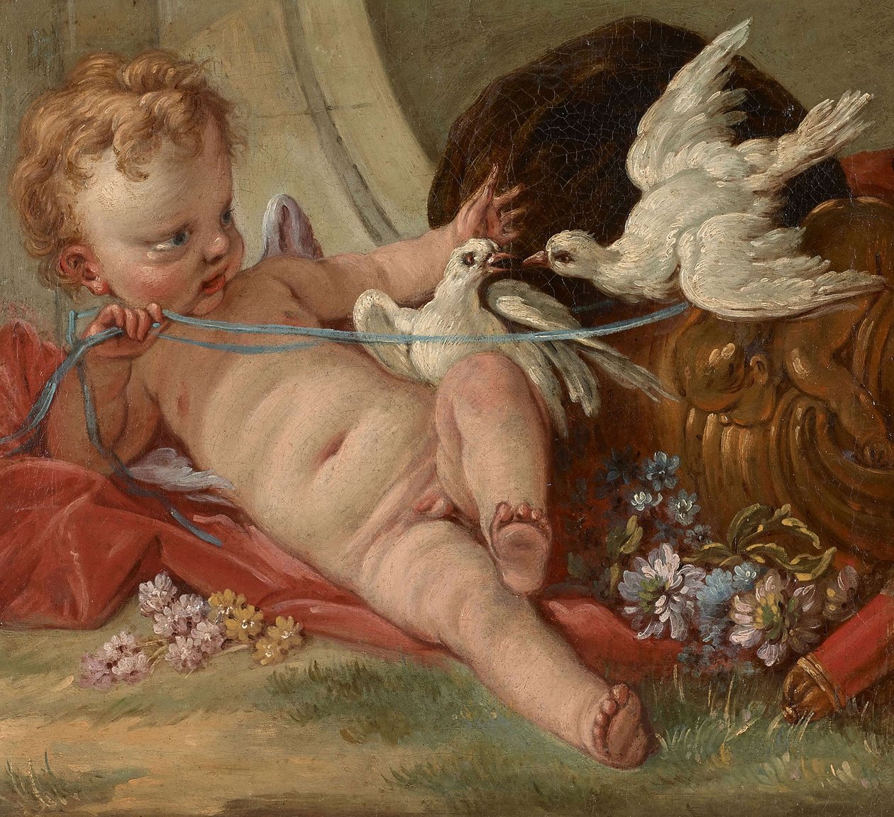 Entourage 〜によって François Boucher - 二羽の鳩を抱く愛 作： フランソワ・ブーシェ