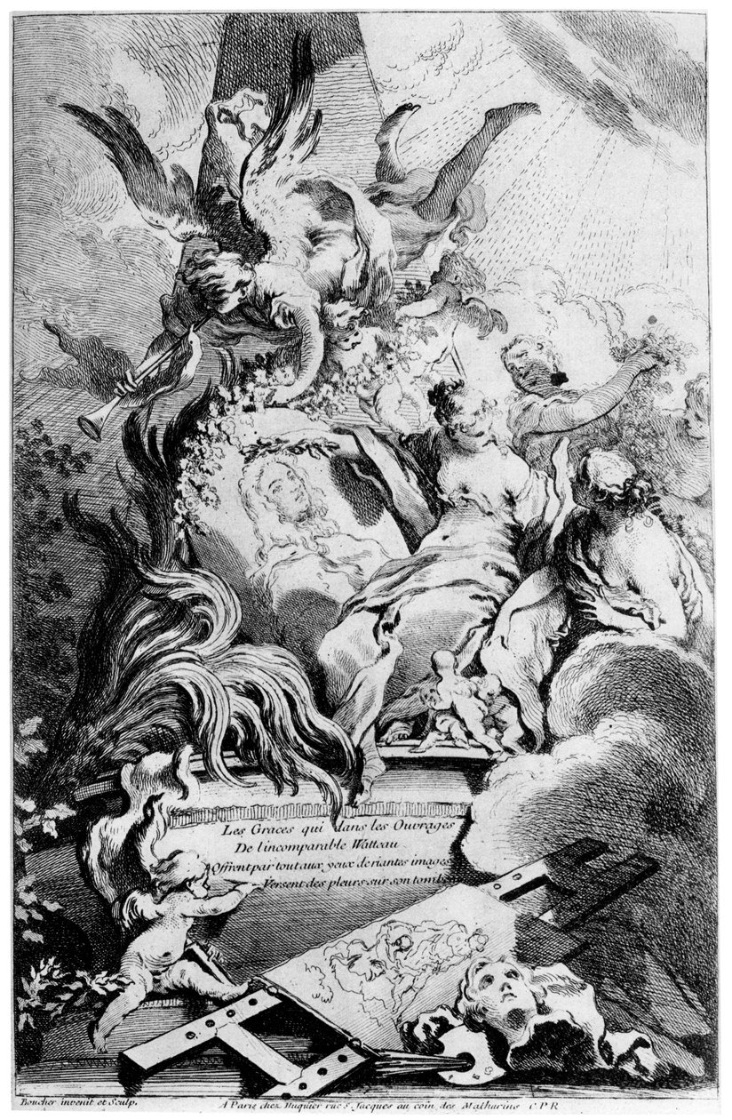 Les Graces au Tombeau de Watteau、c1720-1770 1924 作： フランソワ・ブーシェ
