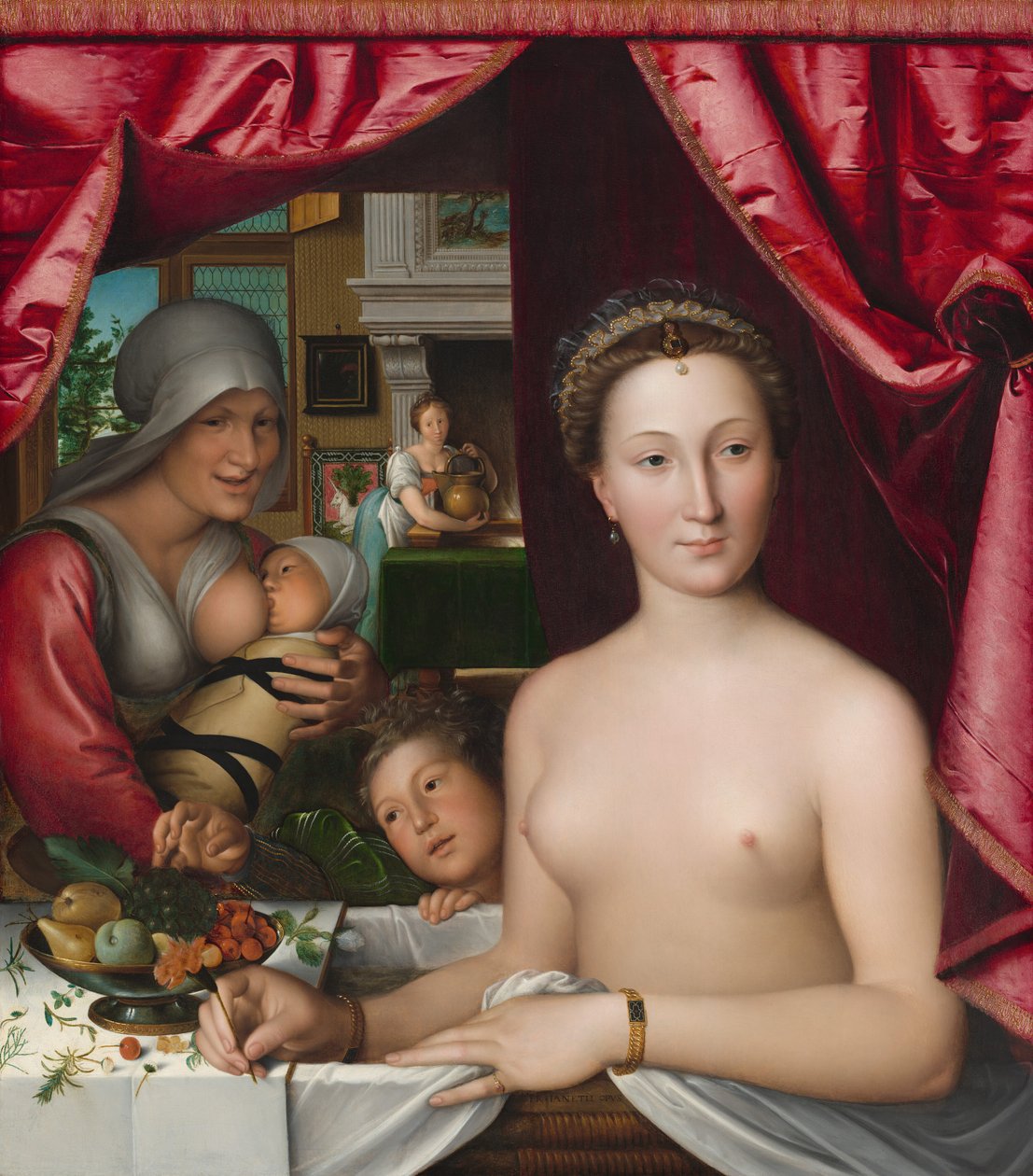 彼女のお風呂の女性、c。 1571年。 作： フランソワ・クルーエ