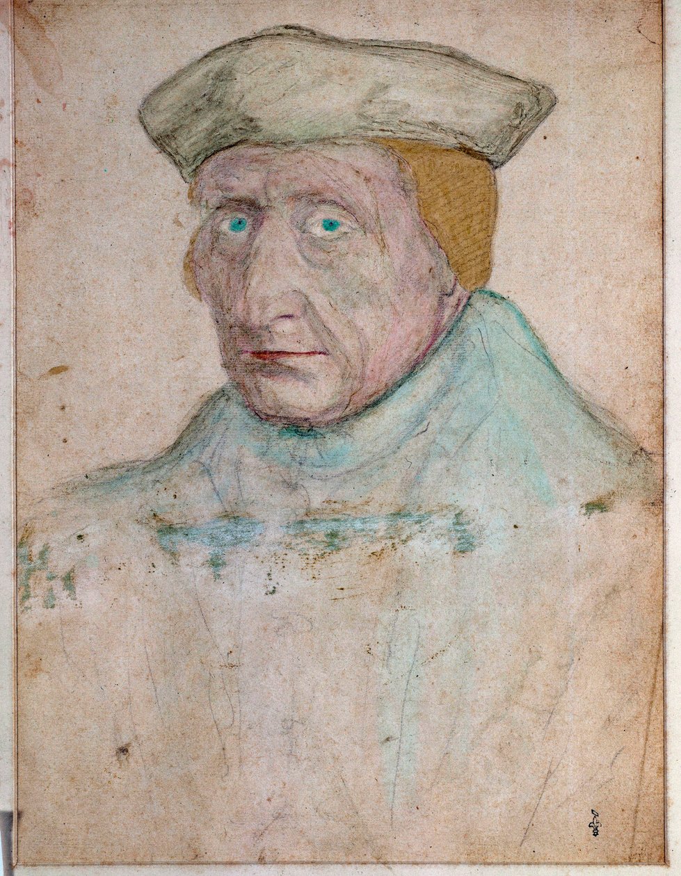 Guillaume Bude (Budee) (Budaeus) (1467-1540)の肖像、フォンテーヌブローのフランソワ1世の王立書店の主人 Francois Clouet (1475/1485-1540)によるドローイング。1535.シャンティのコンデ美術館 作： フランソワ・クルーエ