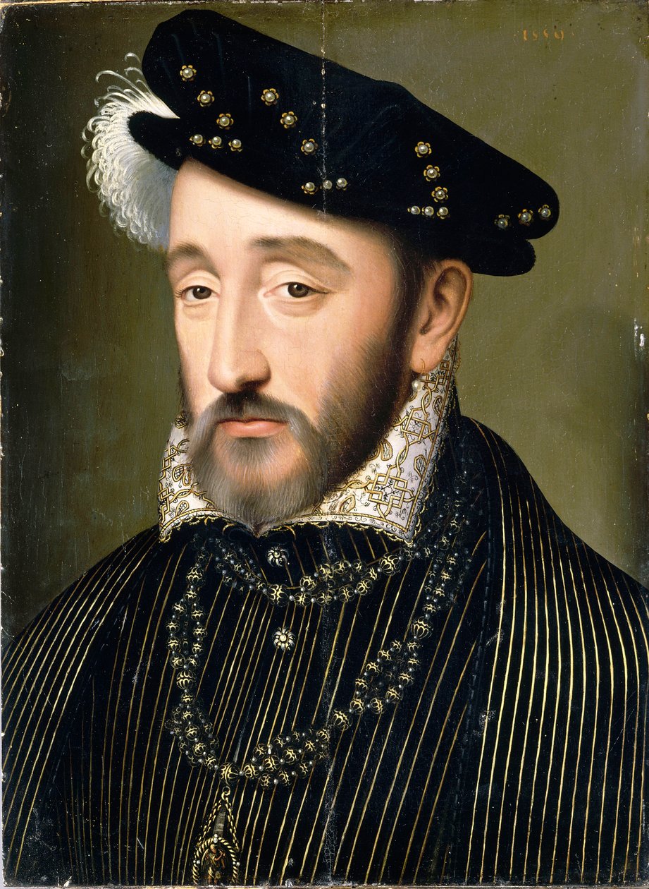 フランス国王アンリ 2 世の肖像 (1519 ～ 1559 年、1547 年)。 作： フランソワ・クルエ