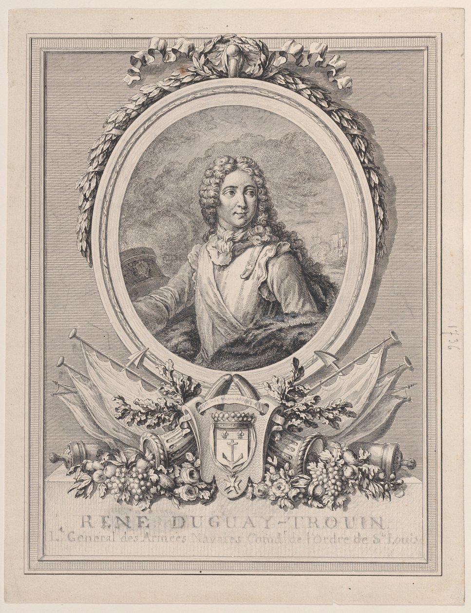 国王海軍中将、ルネ・デュゲ・トルーアンの肖像、1765～1807年。 作： FrançoisNicolasBarthélemyDequevauviller