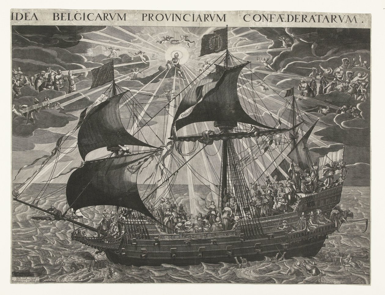 国家の船、1620年 ドルドレヒト会議後の幸福な国の寓意 Idea Belgicarum Provinciarum Confaederatarum (オブジェクトのタイトル) 作： フランソワ・シレマンス