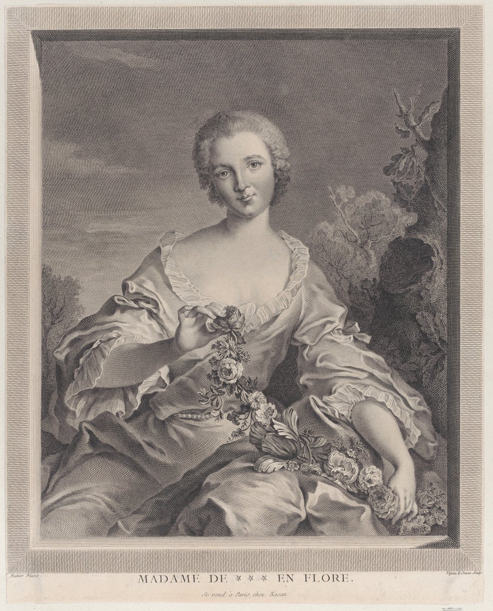 フローラとしてのルイーズ・アンリエット・ド・ブルボン・コンティの肖像、1766-1805年。 作： FrançoisVoyez