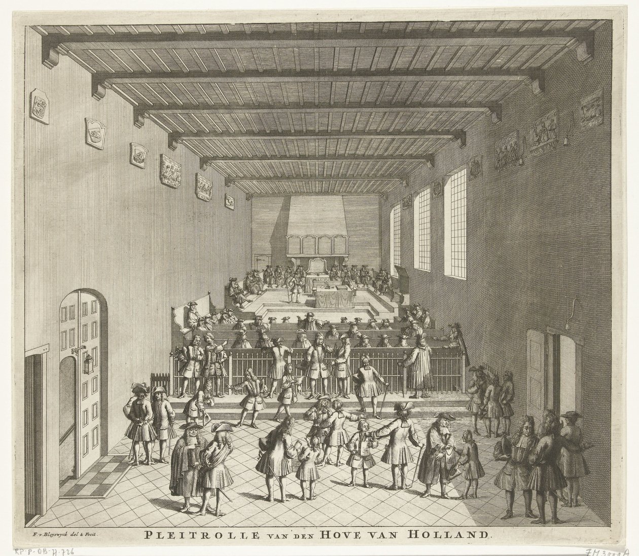 開廷中のオランダ裁判所、1700年頃 Pleitrolle van den Hove van Holland (オブジェクトのタイトル) 作： フランソワ・ヴァン・ブレスウェイク