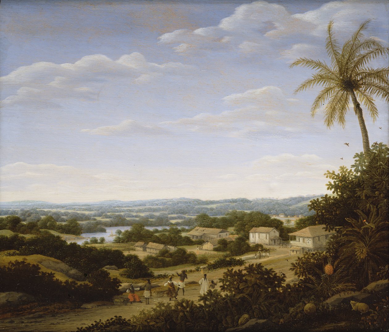 1665年に村に近づく道路に原住民がいるブラジルの風景 作： フランさんの投稿