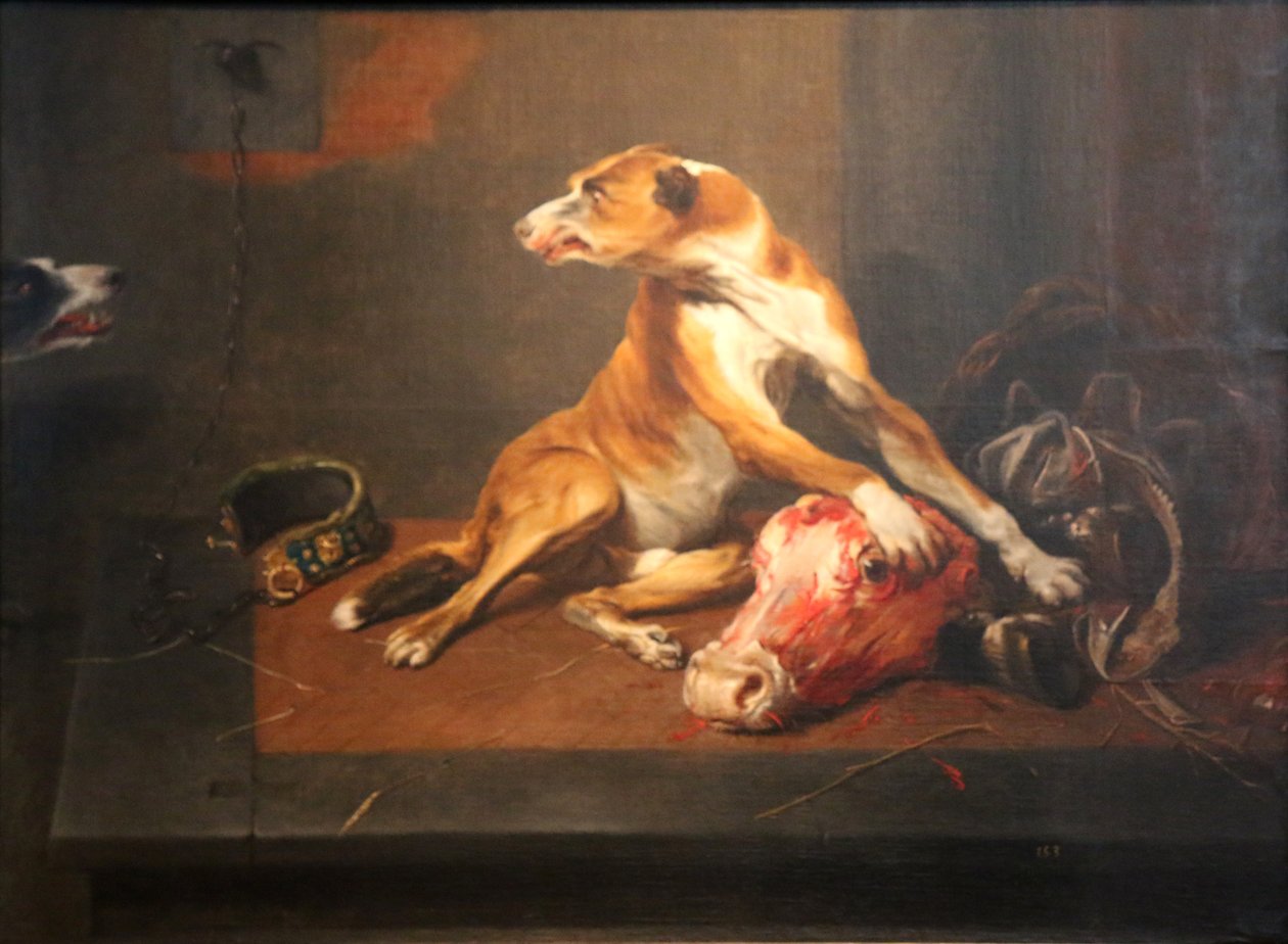 パントリーの2匹の犬 作： FransSnydersまたはSnijders