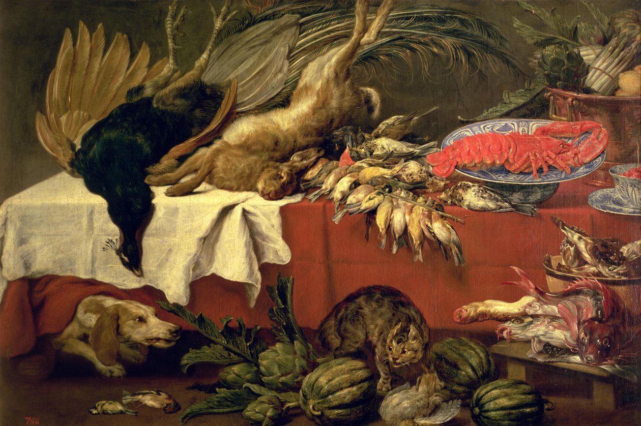 ゲームとロブスターのある静物、1610年頃 作： FransSnydersまたはSnijders