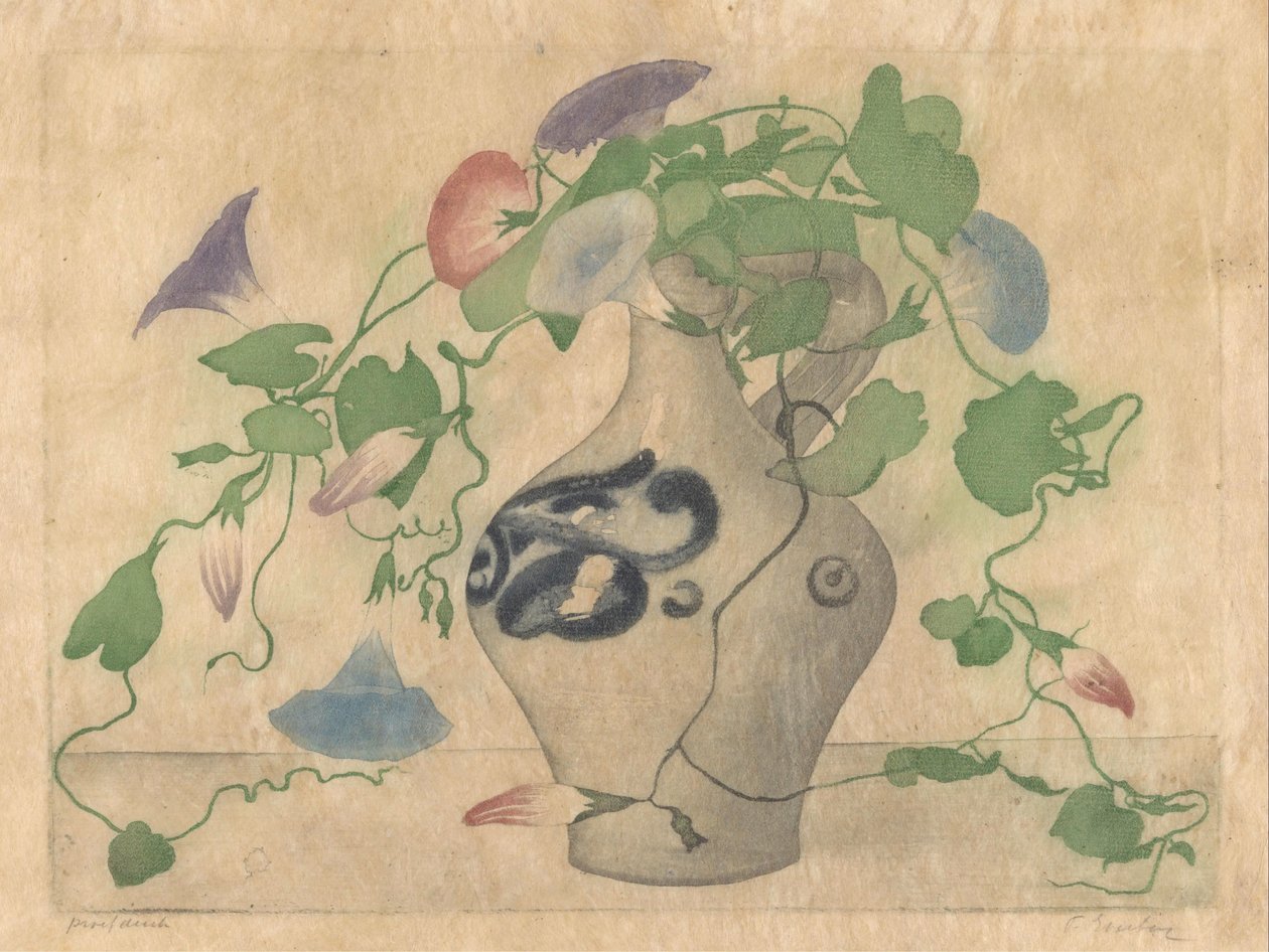 土器の水差しのヒルガオ 作： Frans Everbag（アーティストによる署名）