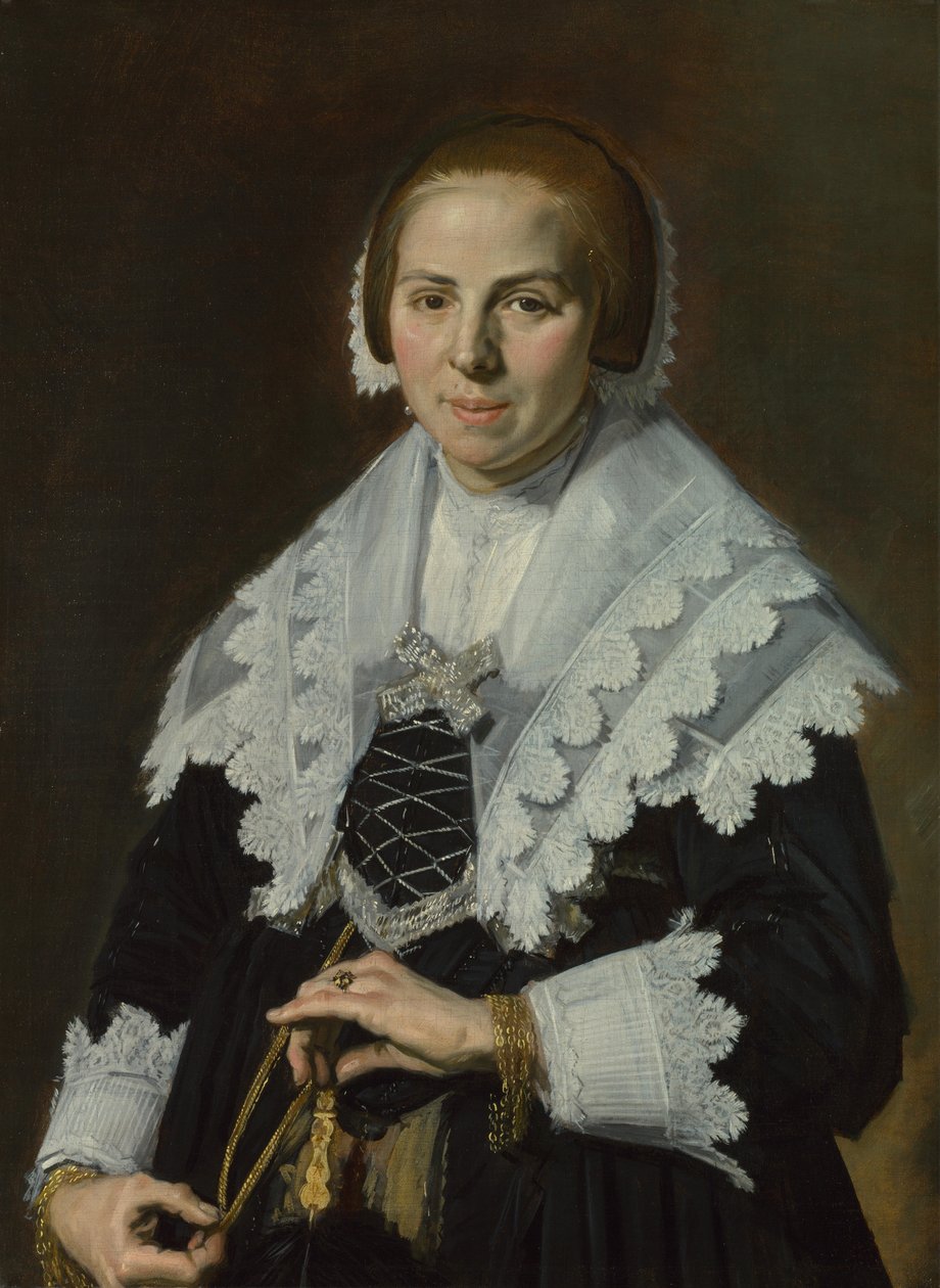 ファンを持つ女性の肖像、c。 1640 作： フランス・ハルス