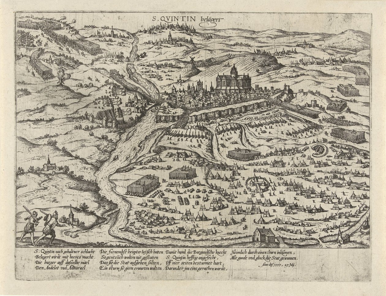 サンカンタン包囲戦、1557年 S. Quintin belägert (オブジェクトのタイトル) シリーズ 2: オランダの出来事、1555-1558 (シリーズ タイトル) 作： フランス・ホーゲンベルク