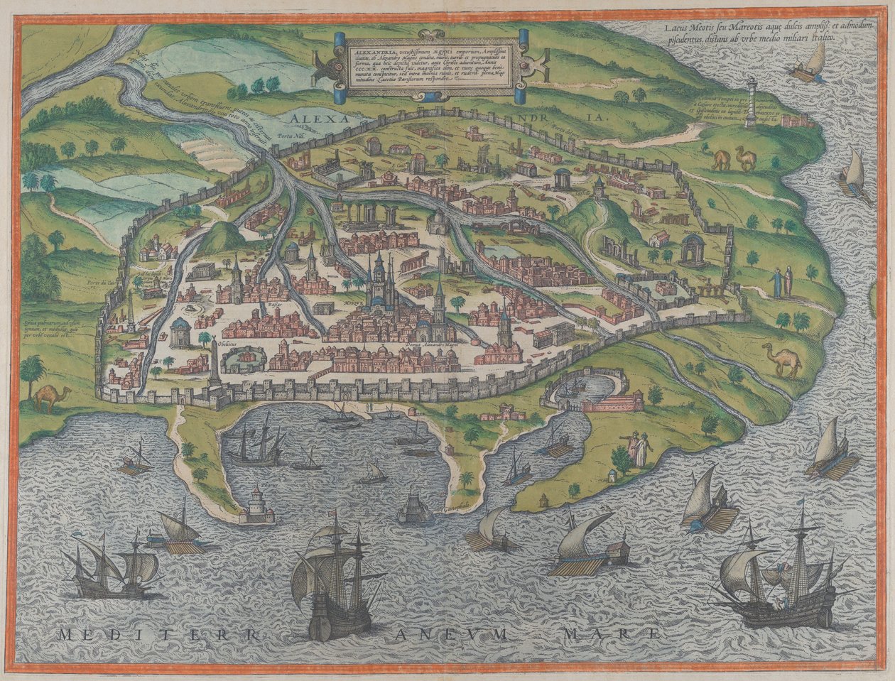 アレクサンドリアの地図、1575 年 作： フランス・ホーゲンベルク