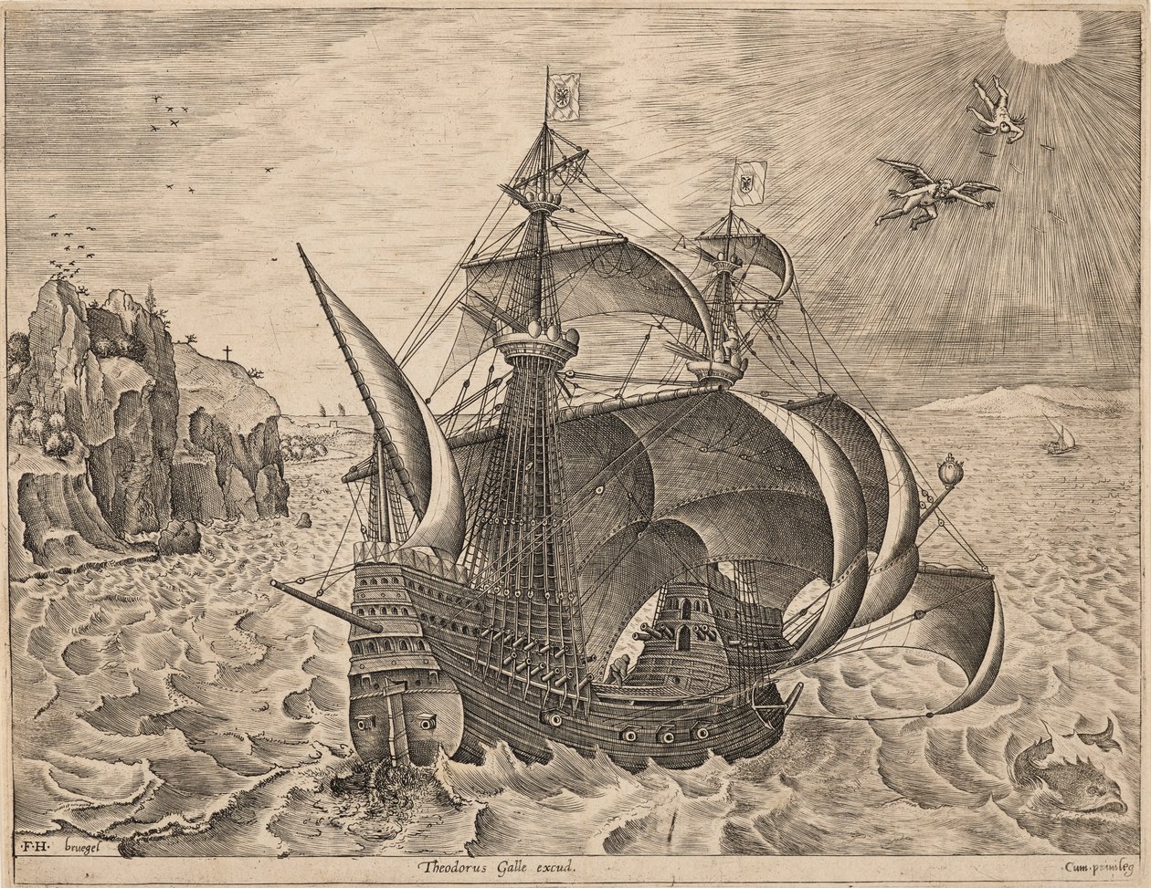 イカロスの墜落を伴う軍艦 作： フランス・ユイス