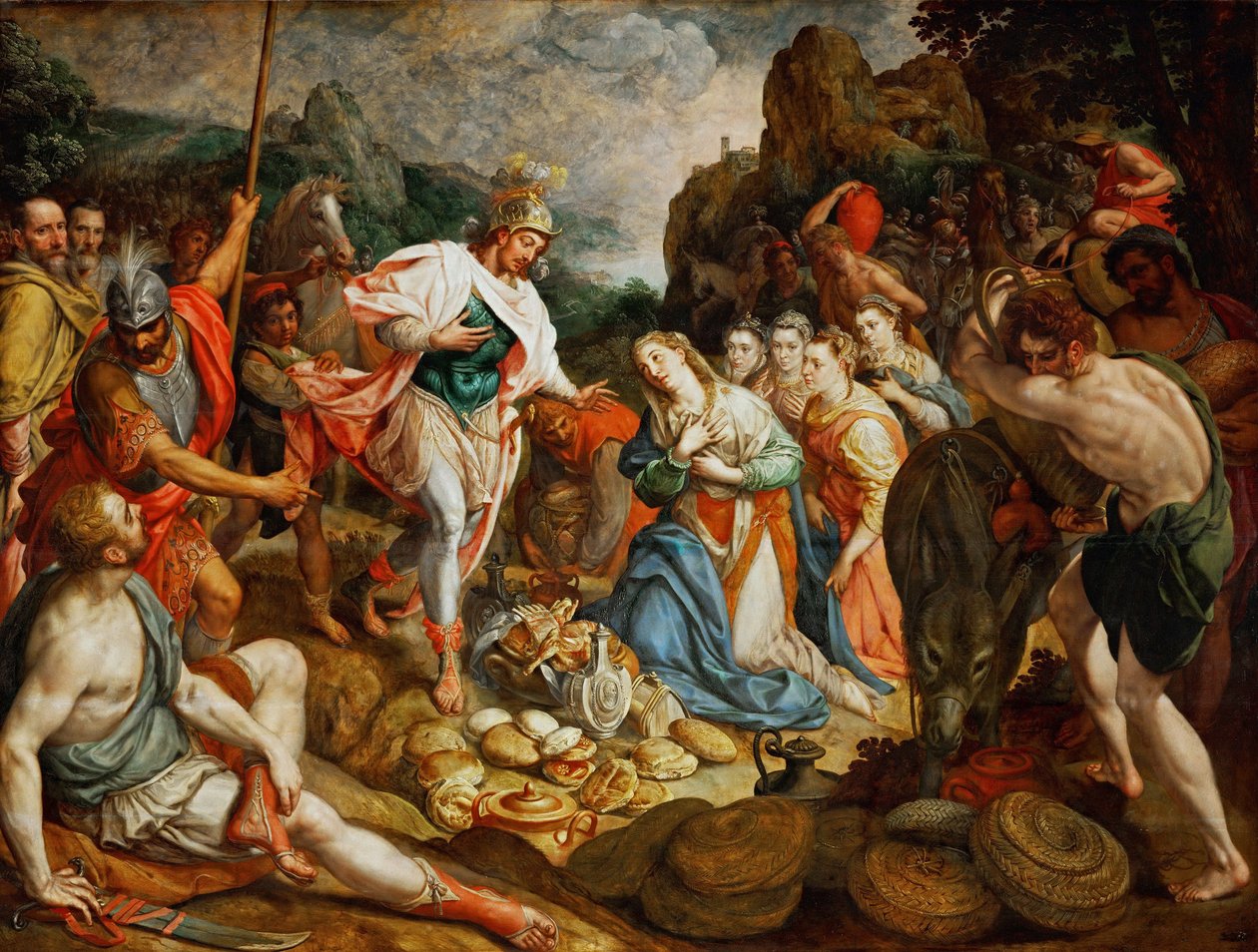 David et Abigail - ダビデとアビゲイル」プールブス、フランツ、ザ・エルダー（1546-1581）作。木に油彩、1575年頃。サイズ：158x208 cmヴィエンヌ美術史博物館 作： フランスI Pourbus
