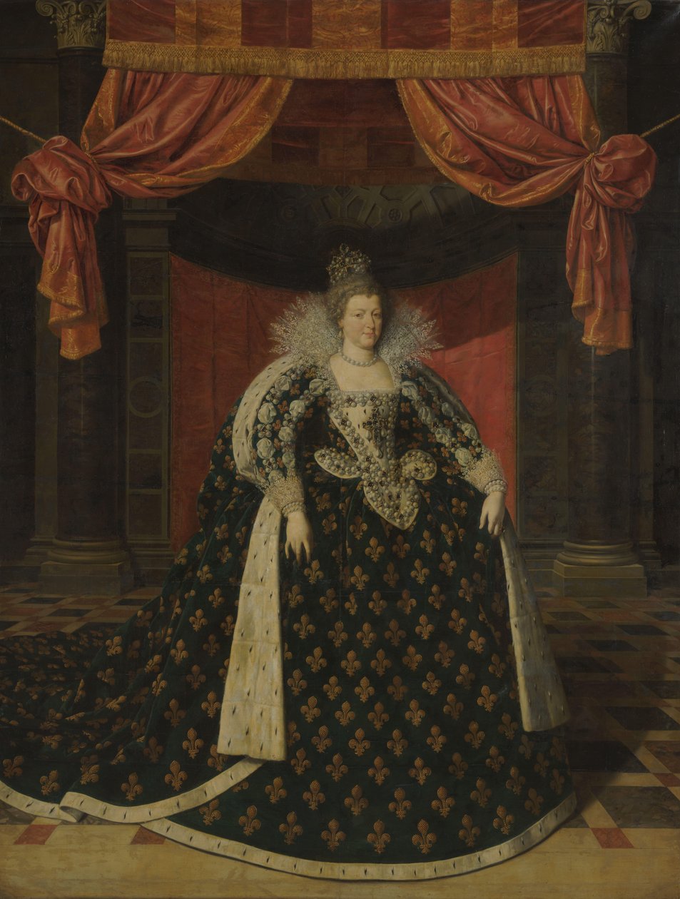 マリー・ド・メディシス (1575-1642)、フランスの女王の肖像、ローブ・オブ・ステート 作： フランス・プルビュス（II）（のワークショップ）