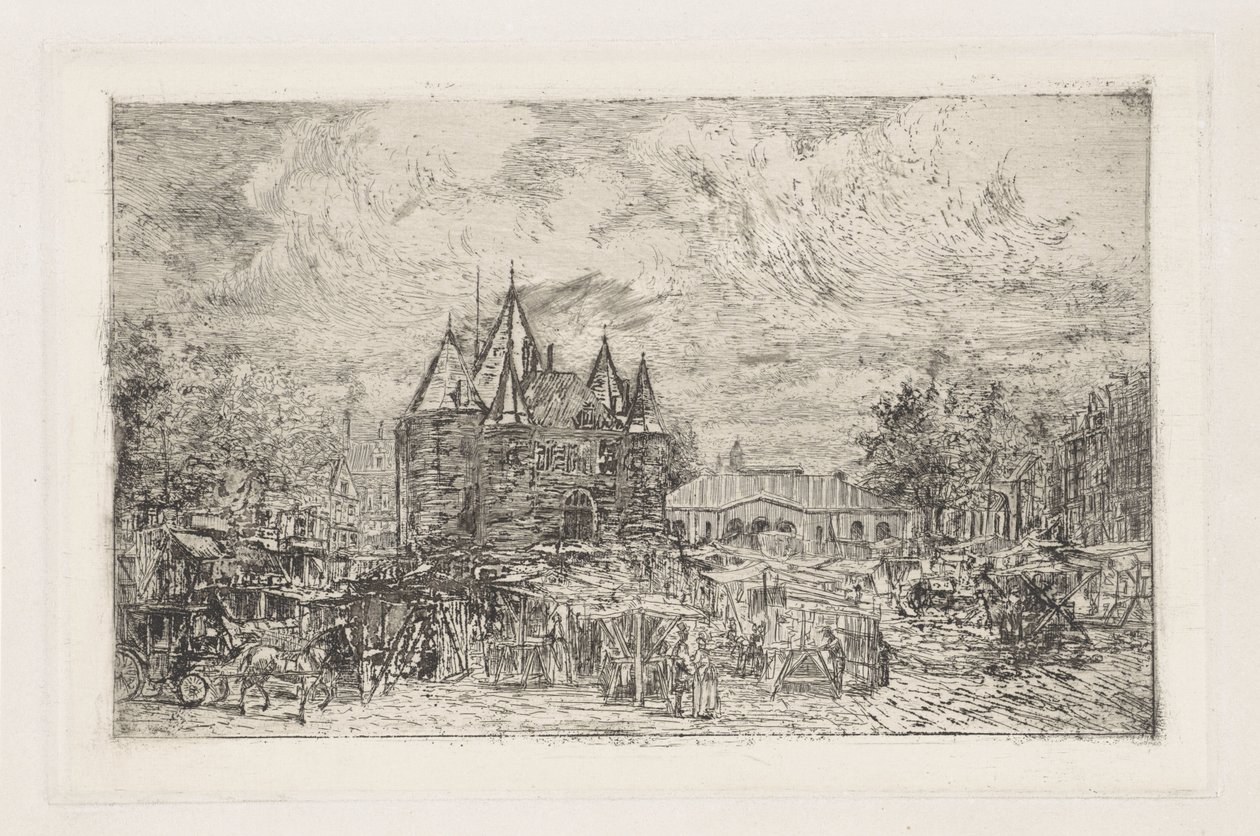 ニューマルクト、アムステルダムの眺め 作： Frans Schikkinger