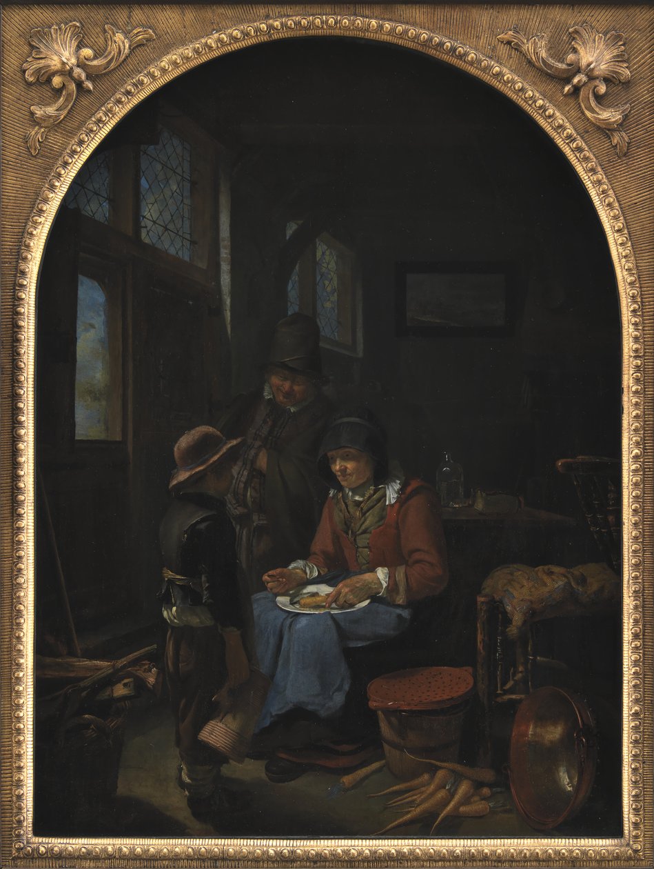 少年にビールを飲ませる 作： Frans van IMieris