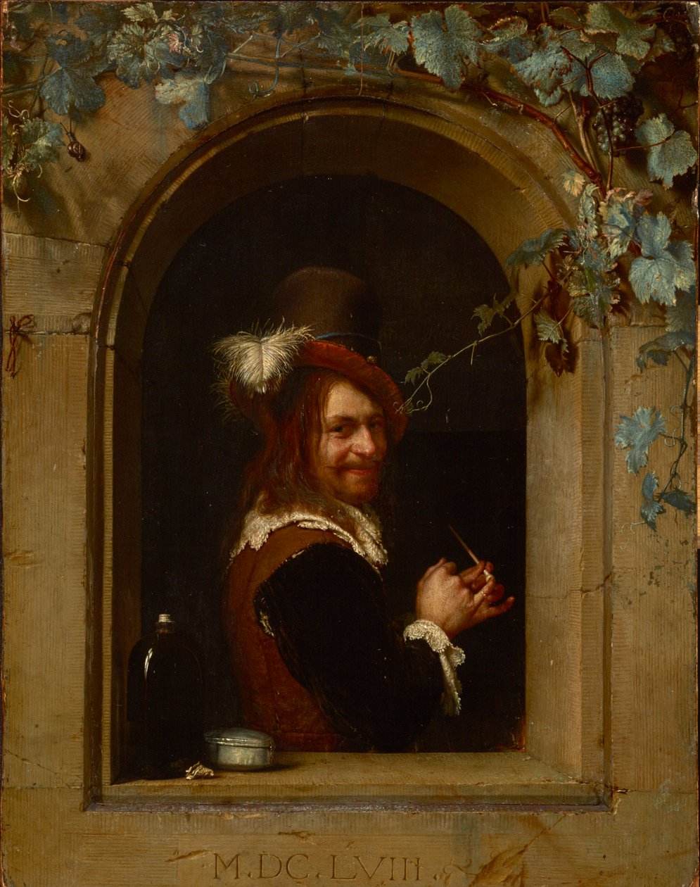Homme avec une pipe a une fentre - 窓辺でパイプを持つ男」Mieris, Frans van Mieris de Oudere ou l