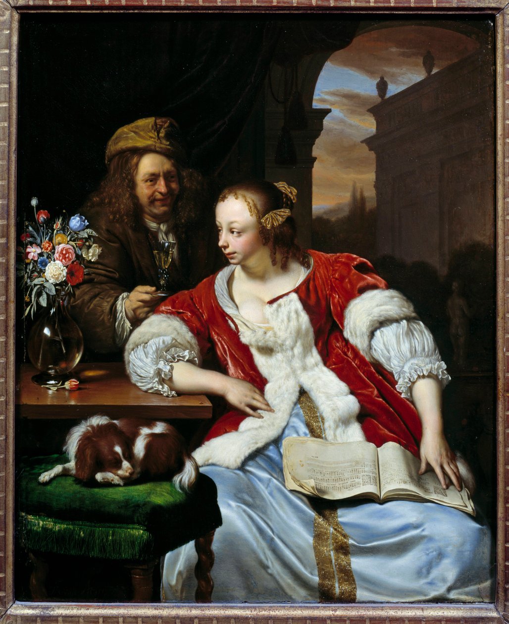 中断された曲 画家とその妻のポートレートフランツ・ファン・ミエリス・ディット・レ・ヴュー（1635-1681）の絵画 作： フランス・ファン・ミーリス