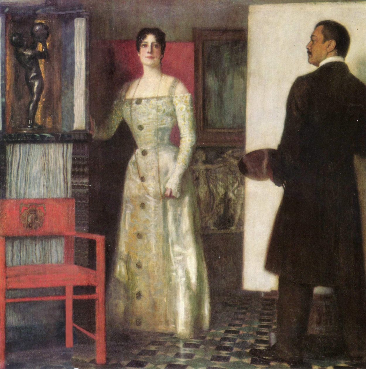 画家と彼の妻のスタジオでの自画像 作： フランツ・フォン・スタック