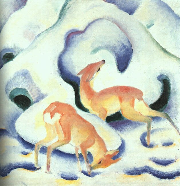 雪の中の鹿 作： フランツ・マーク