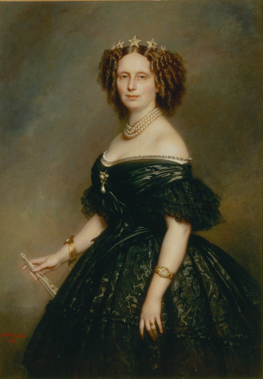 ヴュルテンベルク州のソフィー（1818-1877）生まれのオランダのソフィー女王の肖像 作： フランツ・ザビエル・ウィンターハルター